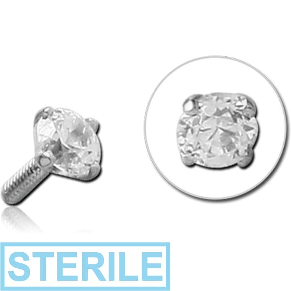 STERILE 18K WHITE GOLD DIAMOND PUSH FIT ATTACHMENT FOR BIOFLEX INTERNAL LABRET