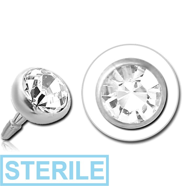 STERILE 18K WHITE GOLD 3MM PREMIUM CRYSTAL JEWELLED PUSH FIT ATTACHMENT FOR BIOFLEX INTERNAL LABRET