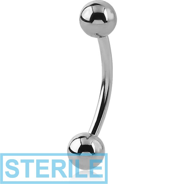 STERILE 18K WHITE GOLD CURVED MICRO BARBELL