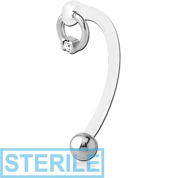 STERILE BIOFLEX VERTICAL HOOD BANANAS WITH SURGICAL STEEL CHARMS - CAN BE CUT TO SIZE - BALL CLOSURE
