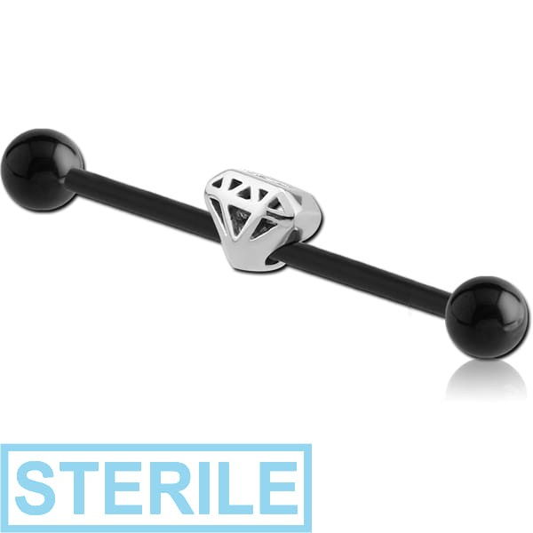 STERILE BIOFLEX INDUSTRIAL BARBELL ADJUSTABLE SLIDING CHARM WITH BLACK PVD BALLS