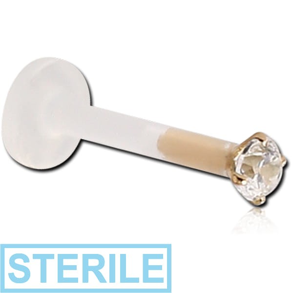 STERILE BIOFLEX INTERNAL LABRET WITH 18K GOLD JEWELLED ATTACHMENT