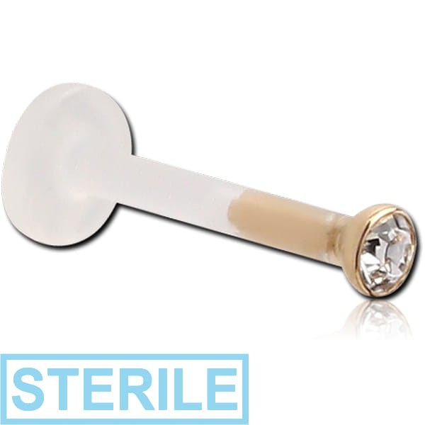 STERILE BIOFLEX INTERNAL LABRET WITH 18K GOLD JEWELLED ATTACHMENT
