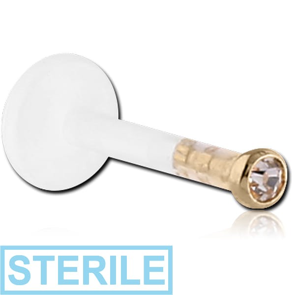 STERILE BIOFLEX INTERNAL LABRET WITH 18K GOLD JEWELLED ATTACHMENT