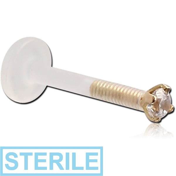 STERILE BIOFLEX INTERNAL LABRET WITH 18K GOLD JEWELLED ATTACHMENT