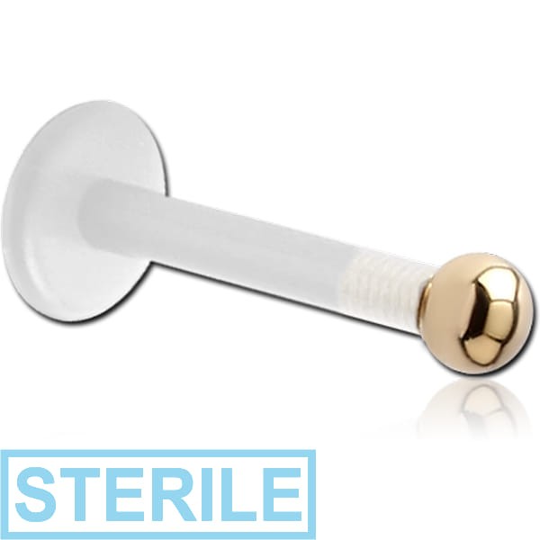 STERILE BIOFLEX INTERNAL LABRET WITH 18K GOLD ATTACHMENT