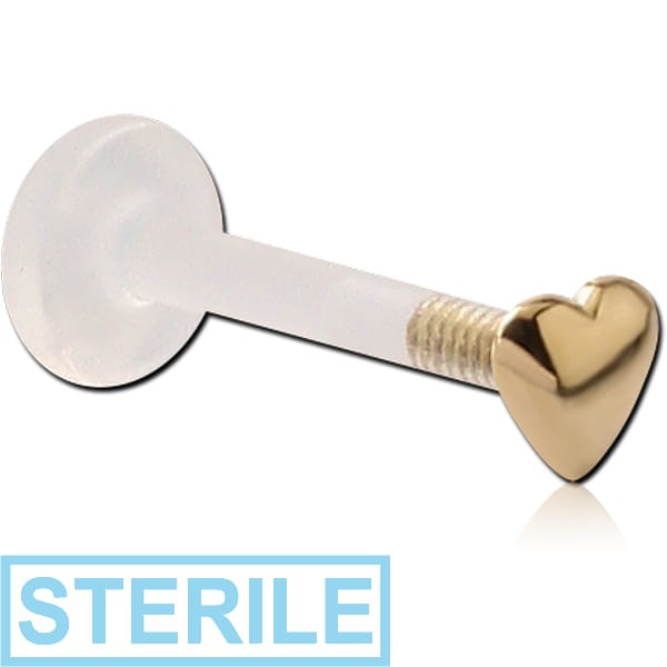 STERILE BIOFLEX INTERNAL LABRET WITH 18K GOLD ATTACHMENT