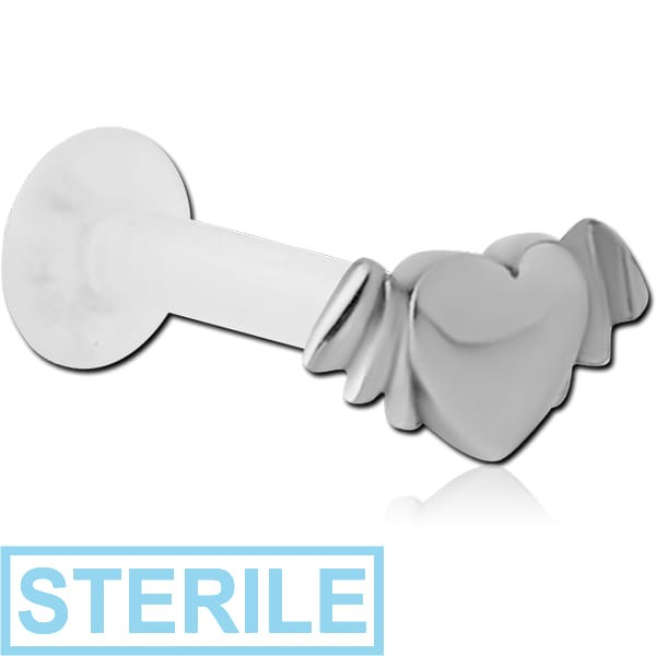 STERILE BIOFLEX INTERNAL LABRET WITH SURGICAL STEEL ATTACHMENT-WING HEART