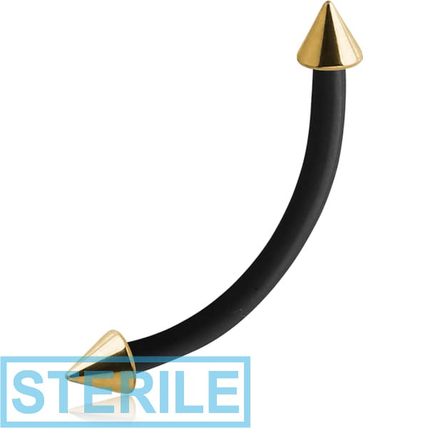 STERILE BIOFLEX INTERNAL CURVED MICRO BARBELL WITH INTERNALLY THREADED GOLD PLATED SURGICAL STEEL CONES