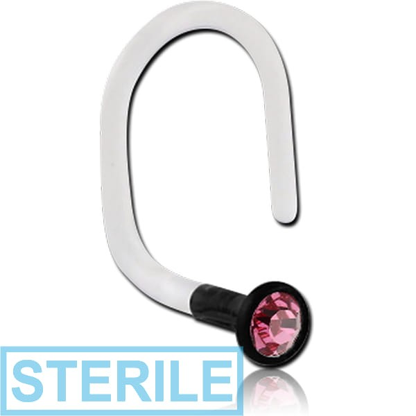 STERILE BIOFLEX INTERNAL CURVED NOSE STUDS WITH BLACKLINE JEWELLED DISC