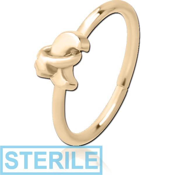 STERILE ZIRCON GOLD PVD COATED SURGICAL STEEL SEAMLESS RING - ANNULAR ECLIPSE AND STAR