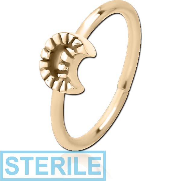 STERILE ZIRCON GOLD PVD COATED SURGICAL STEEL SEAMLESS RING - CRESCENT