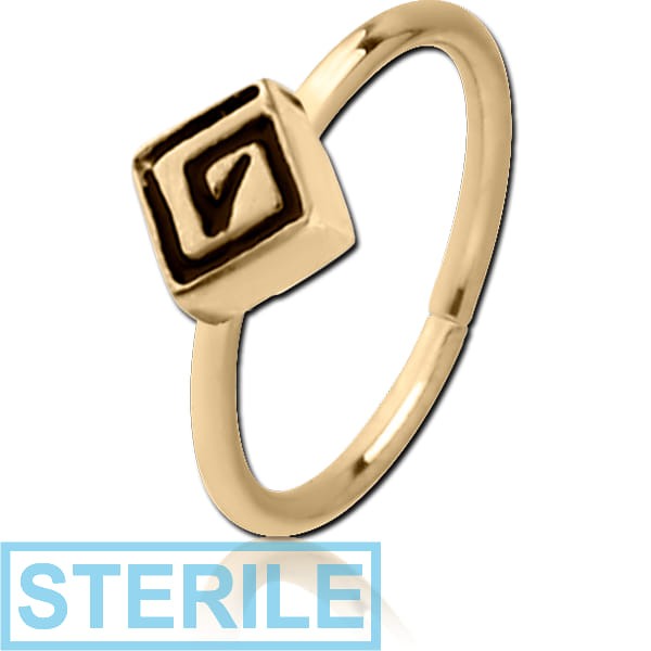 STERILE ZIRCON GOLD PVD COATED SURGICAL STEEL SEAMLESS RING - RHOMBUS