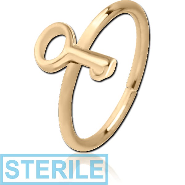 STERILE ZIRCON GOLD PVD COATED SURGICAL STEEL SEAMLESS RING - KEY