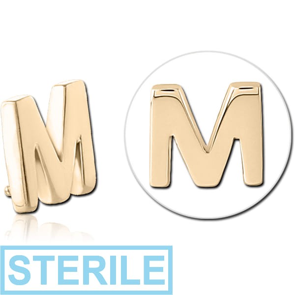 STERILE ZIRCON GOLD PVD COATED SURGICAL STEEL ATTACHMENT FOR 1.6MM INTERNALLY THREADED PINS - M