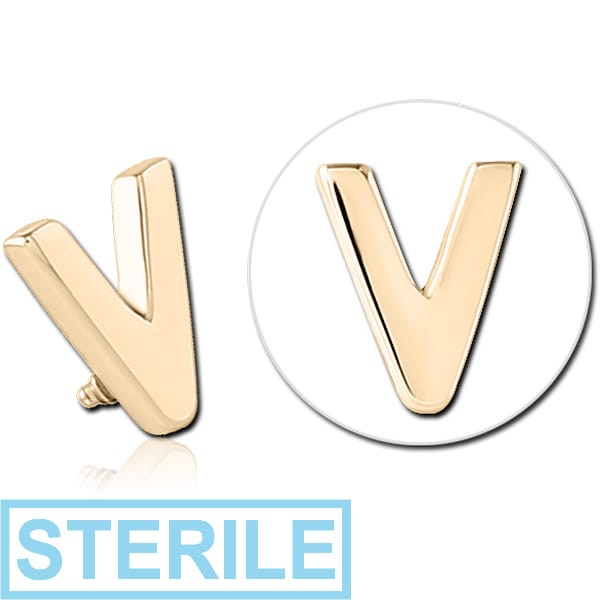 STERILE ZIRCON GOLD PVD COATED SURGICAL STEEL ATTACHMENT FOR 1.6MM INTERNALLY THREADED PINS - V