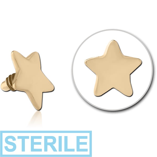 STERILE ZIRCON GOLD PVD COATED SURGICAL STEEL STAR FOR 1.2MM INTERNALLY THREADED PINS