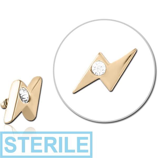 STERILE ZIRCON GOLD PVD COATED SURGICAL STEEL JEWELLED MICRO ATTACHMENT FOR 1.2MM INTERNALLY THREADED PINS - THUNDER