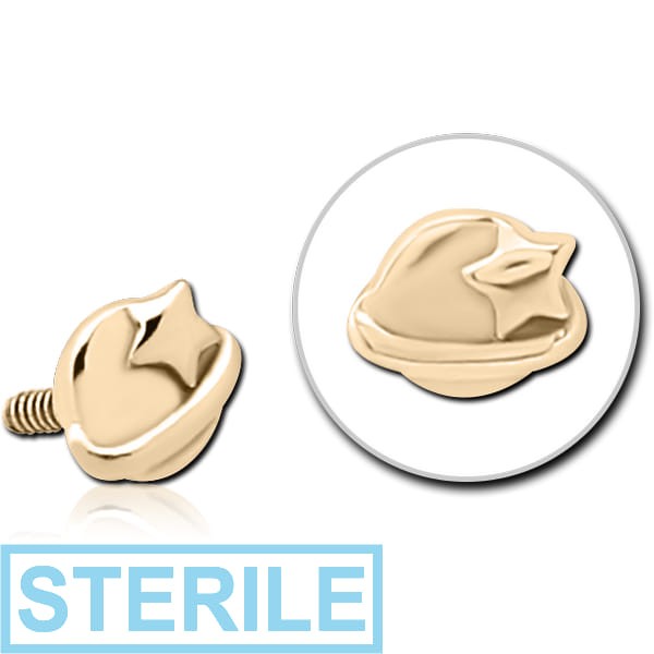 STERILE ZIRCON GOLD PVD COATED SURGICAL STEEL MICRO ATTACHMENT FOR 1.2MM INTERNALLY THREADED PINS - EYE STAR