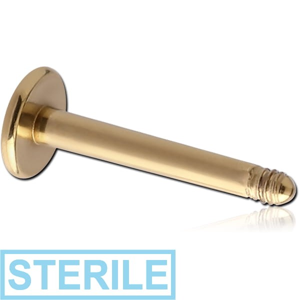 STERILE ZIRCON GOLD PVD COATED SURGICAL STEEL LABRET PIN
