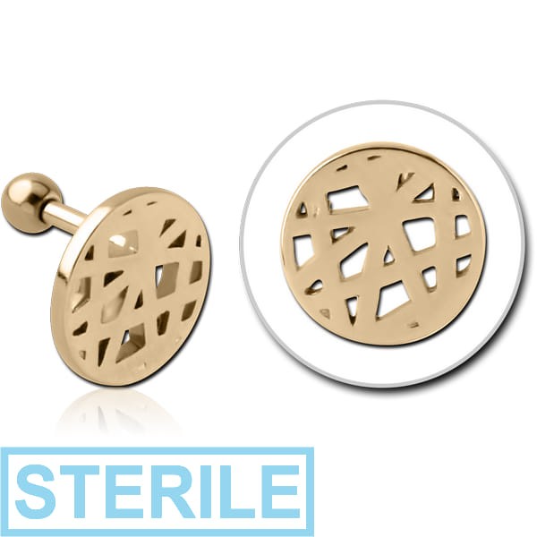 STERILE ZIRCON GOLD PVD COATED SURGICAL STEEL TRAGUS MICRO BARBELL - FILIGREE