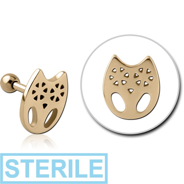 STERILE ZIRCON GOLD PVD COATED SURGICAL STEEL TRAGUS MICRO BARBELL