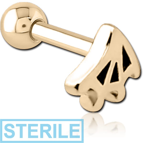 STERILE ZIRCON GOLD PVD COATED SURGICAL STEEL TRAGUS MICRO BARBELL - WEB