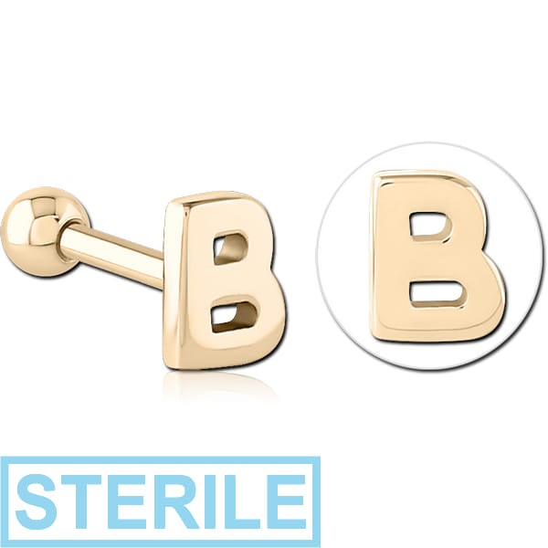 STERILE ZIRCON GOLD PVD COATED SURGICAL STEEL TRAGUS MICRO BARBELL - B
