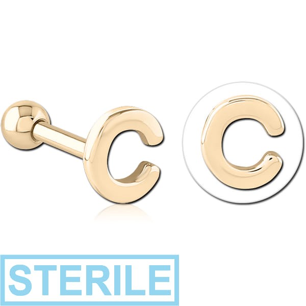 STERILE ZIRCON GOLD PVD COATED SURGICAL STEEL TRAGUS MICRO BARBELL - C