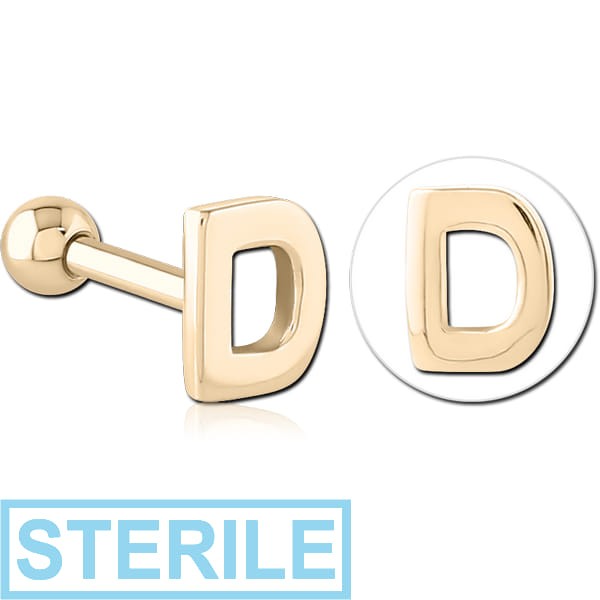 STERILE ZIRCON GOLD PVD COATED SURGICAL STEEL TRAGUS MICRO BARBELL - D