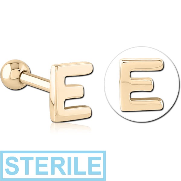 STERILE ZIRCON GOLD PVD COATED SURGICAL STEEL TRAGUS MICRO BARBELL - E