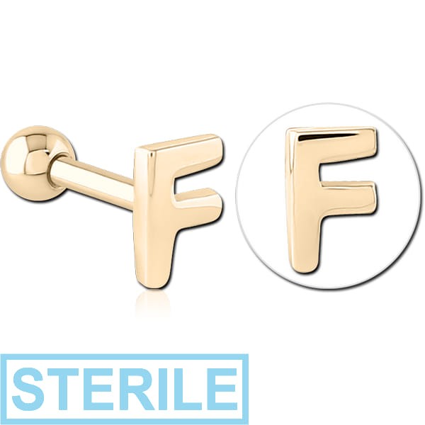 STERILE ZIRCON GOLD PVD COATED SURGICAL STEEL TRAGUS MICRO BARBELL - F