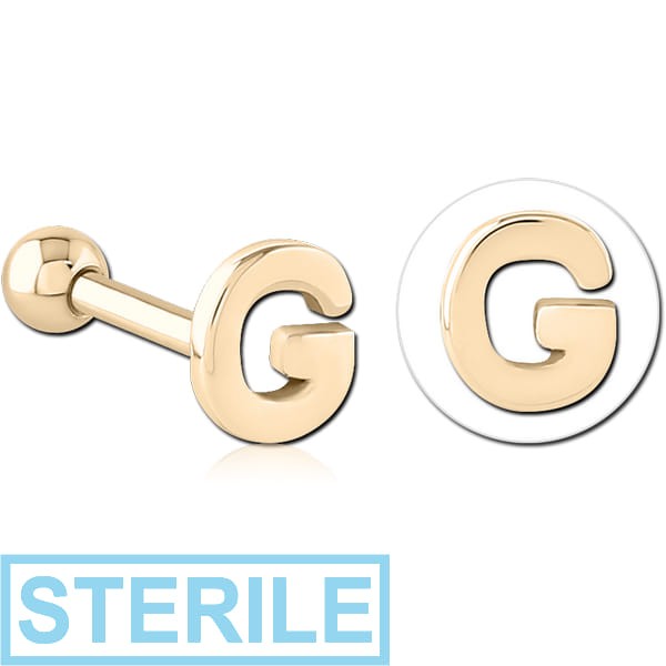 STERILE ZIRCON GOLD PVD COATED SURGICAL STEEL TRAGUS MICRO BARBELL - G