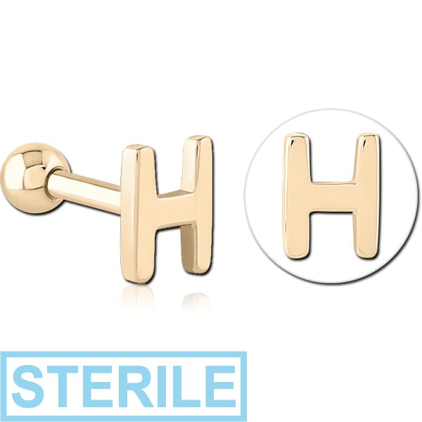 STERILE ZIRCON GOLD PVD COATED SURGICAL STEEL TRAGUS MICRO BARBELL - H