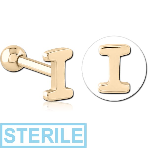 STERILE ZIRCON GOLD PVD COATED SURGICAL STEEL TRAGUS MICRO BARBELL - I