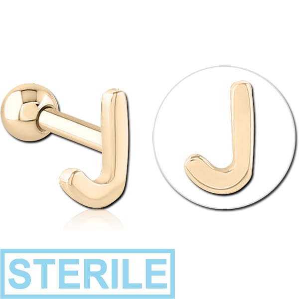 STERILE ZIRCON GOLD PVD COATED SURGICAL STEEL TRAGUS MICRO BARBELL - J