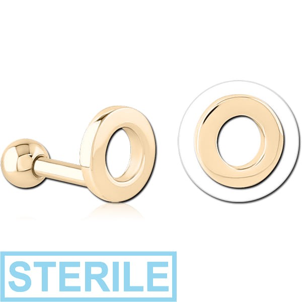 STERILE ZIRCON GOLD PVD COATED SURGICAL STEEL TRAGUS MICRO BARBELL - O