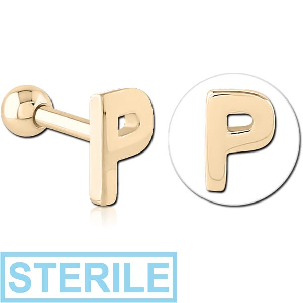 STERILE ZIRCON GOLD PVD COATED SURGICAL STEEL TRAGUS MICRO BARBELL - P
