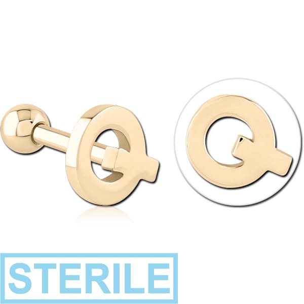 STERILE ZIRCON GOLD PVD COATED SURGICAL STEEL TRAGUS MICRO BARBELL - Q