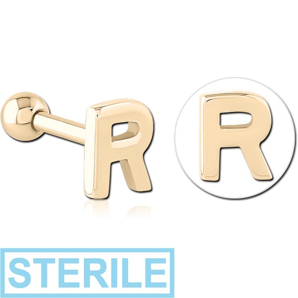 STERILE ZIRCON GOLD PVD COATED SURGICAL STEEL TRAGUS MICRO BARBELL - R