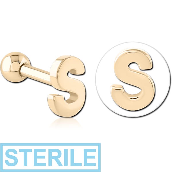 STERILE ZIRCON GOLD PVD COATED SURGICAL STEEL TRAGUS MICRO BARBELL - S