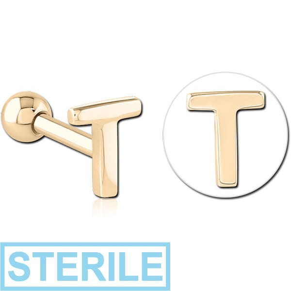STERILE ZIRCON GOLD PVD COATED SURGICAL STEEL TRAGUS MICRO BARBELL - T