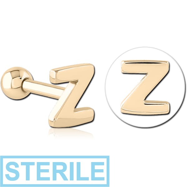 STERILE ZIRCON GOLD PVD COATED SURGICAL STEEL TRAGUS MICRO BARBELL - Z
