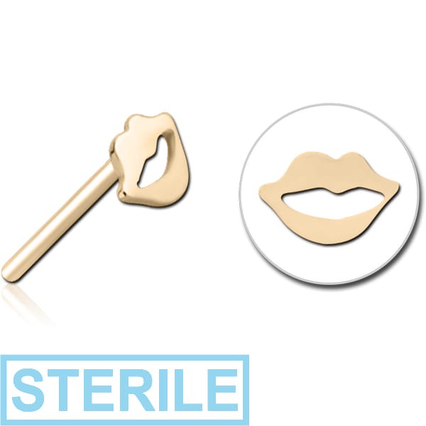 STERILE ZIRCON GOLD PVD COATED SURGICAL STEEL THREADLESS ATTACHMENT - LIPS