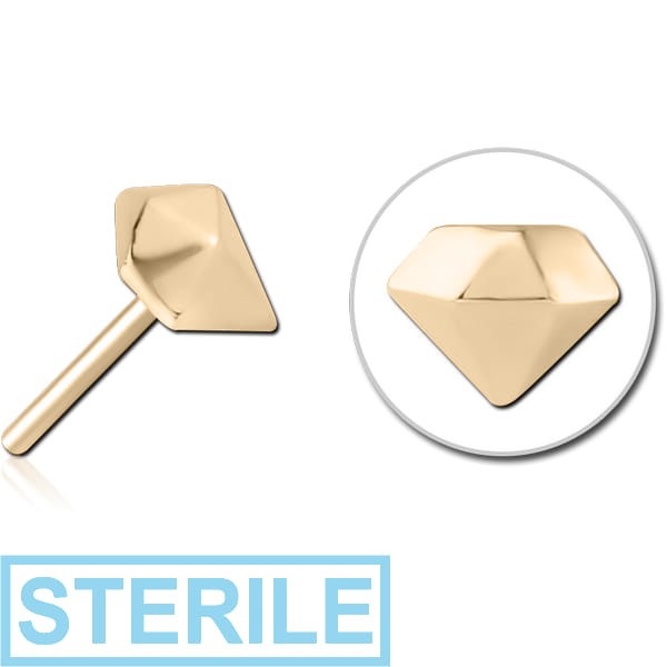 STERILE ZIRCON GOLD PVD COATED SURGICAL STEEL THREADLESS ATTACHMENT - DIAMOND