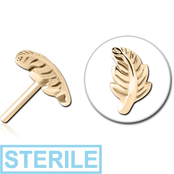 STERILE ZIRCON GOLD PVD COATED SURGICAL STEEL THREADLESS ATTACHMENT - LEAF