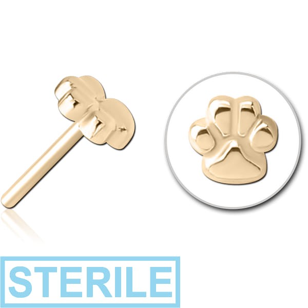 STERILE ZIRCON GOLD PVD COATED SURGICAL STEEL THREADLESS ATTACHMENT - PAW