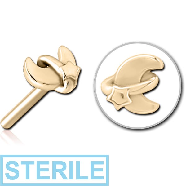 STERILE ZIRCON GOLD PVD COATED SURGICAL STEEL THREADLESS ATTACHMENT - ANNULAR ECLIPSE AND STAR