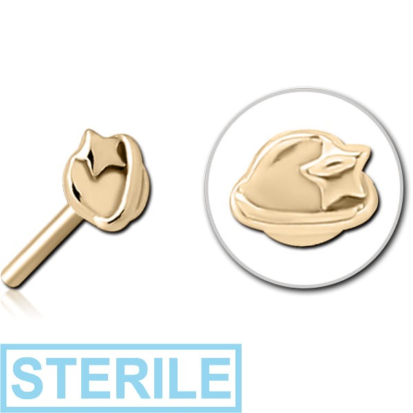 STERILE ZIRCON GOLD PVD COATED SURGICAL STEEL THREADLESS ATTACHMENT - EYE STAR