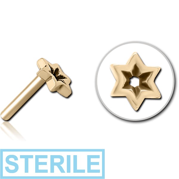 STERILE ZIRCON GOLD PVD COATED SURGICAL STEEL THREADLESS ATTACHMENT - STAR INDENT